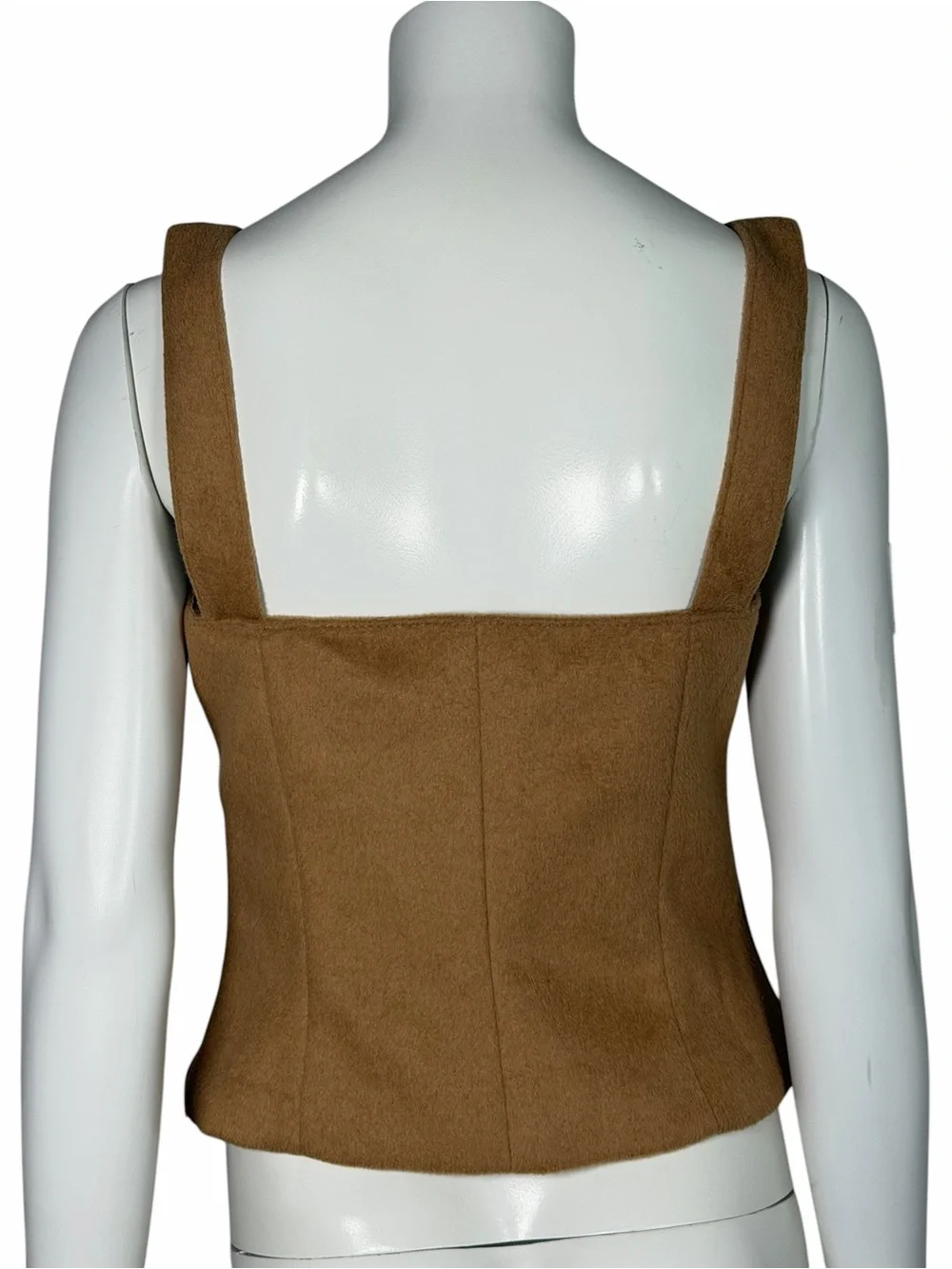 NWOT Zara Camel Faux Suede Structured Tank Top Square Neck Minimalist Size M - Picture 7 of 8